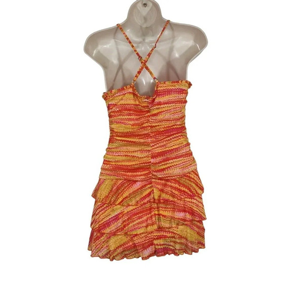 Wild Fable Orange Yellow Layered Tiered Mini Dress Women Size M Sleeveless NEW - Picture 4 of 8